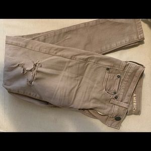 American Eagle tan jeans distressed size 25